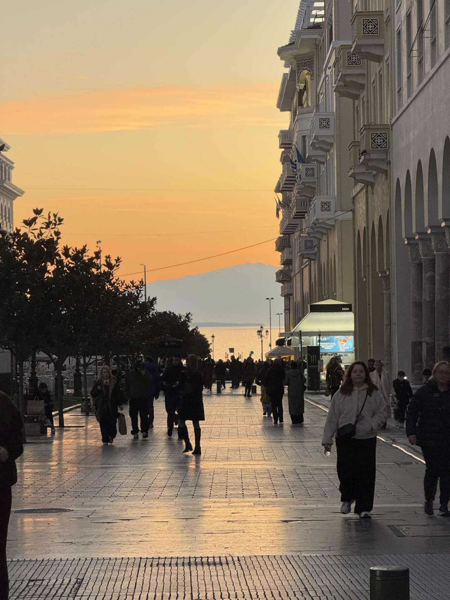 Thessaloniki promenade at sunset